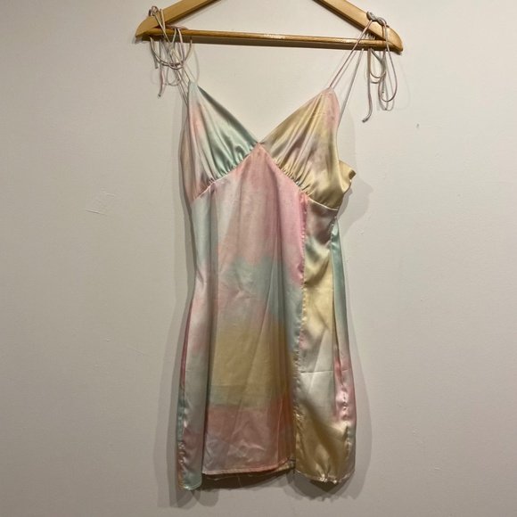 Strangers and Lovers Rainbow V-Neck Slip Mini Dress Small - Picture 1 of 5